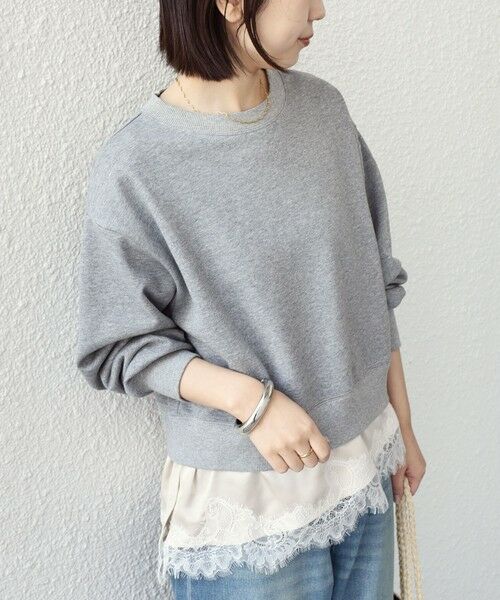 SHIPS / シップス スウェット | 《予約》SHIPS Colors:〈手洗い可能〉レース レイヤード 裏毛 トップス◆ | 詳細21