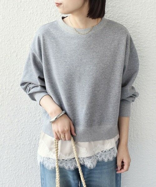 SHIPS / シップス スウェット | 《予約》SHIPS Colors:〈手洗い可能〉レース レイヤード 裏毛 トップス◆ | 詳細22