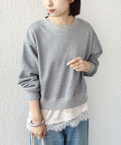 SHIPS / シップス スウェット | 《予約》SHIPS Colors:〈手洗い可能〉レース レイヤード 裏毛 トップス◆ | 詳細23