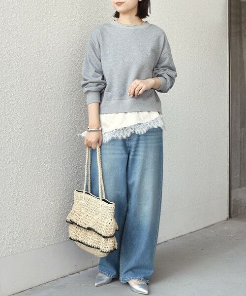 SHIPS / シップス スウェット | 《予約》SHIPS Colors:〈手洗い可能〉レース レイヤード 裏毛 トップス◆ | 詳細24