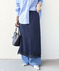 SHIPS / シップス ロング・マキシ丈スカート | 《予約》SHIPS Colors:〈手洗い可能〉サテン レース スカート◆