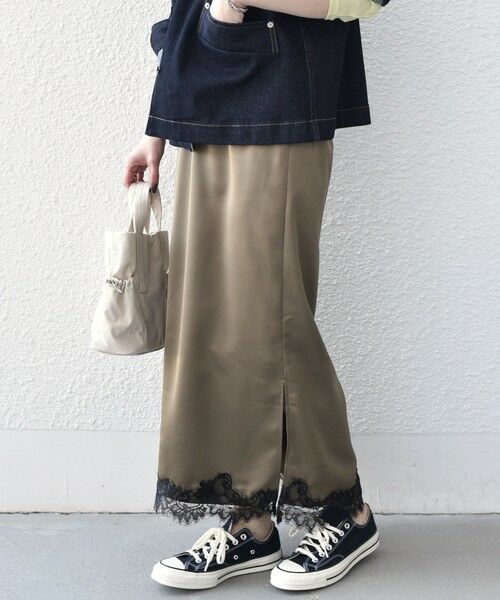 SHIPS / シップス ロング・マキシ丈スカート | 《予約》SHIPS Colors:〈手洗い可能〉サテン レース スカート◆ | 詳細12