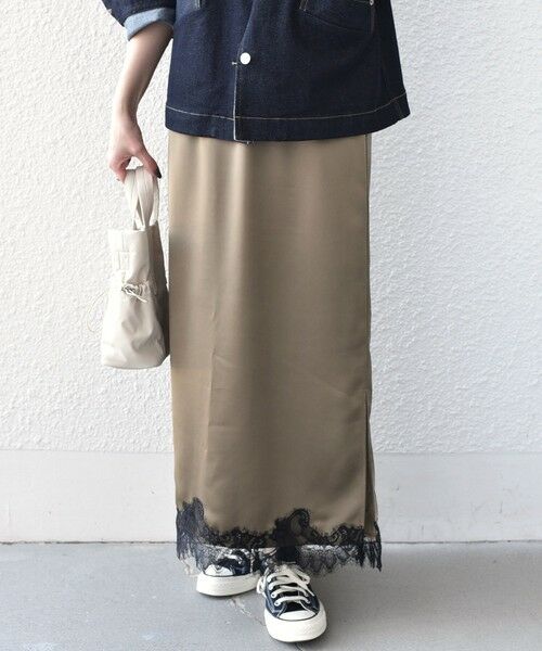 SHIPS / シップス ロング・マキシ丈スカート | 《予約》SHIPS Colors:〈手洗い可能〉サテン レース スカート◆ | 詳細13