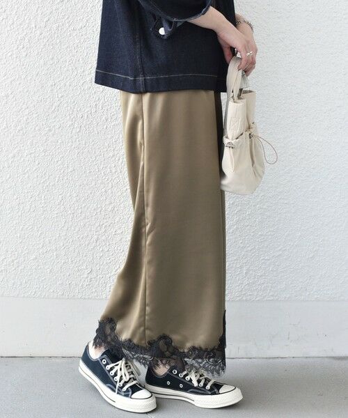SHIPS / シップス ロング・マキシ丈スカート | 《予約》SHIPS Colors:〈手洗い可能〉サテン レース スカート◆ | 詳細14