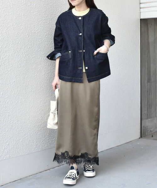 SHIPS / シップス ロング・マキシ丈スカート | 《予約》SHIPS Colors:〈手洗い可能〉サテン レース スカート◆ | 詳細15