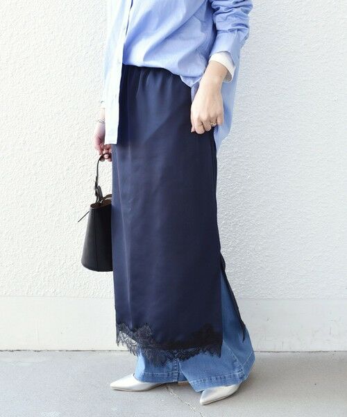SHIPS / シップス ロング・マキシ丈スカート | 《予約》SHIPS Colors:〈手洗い可能〉サテン レース スカート◆ | 詳細24