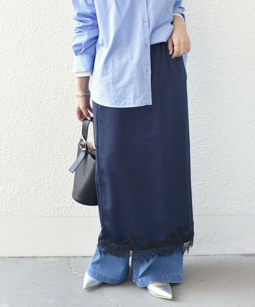 SHIPS / シップス ロング・マキシ丈スカート | 《予約》SHIPS Colors:〈手洗い可能〉サテン レース スカート◆ | 詳細25