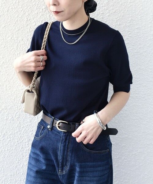 SHIPS / シップス ニット・セーター | 《予約》SHIPS Colors:〈接触冷感・手洗い可能〉14ゲージ 5分袖 ニット◆（ネイビー）