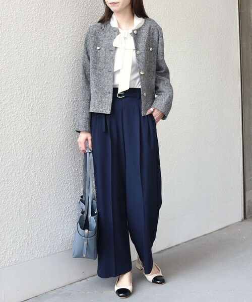 SHIPS / シップス ノーカラージャケット | SHIPS Colors:〈手洗い可能〉ツイードライク クロップド ジャケット 3◇ | 詳細3