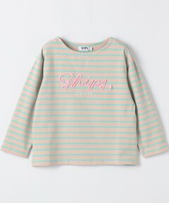 SHIPS / シップス Tシャツ | SHIPS Colors:80〜130cm /〈洗濯機可能〉ボーダー ロゴ 刺繍 ロンT