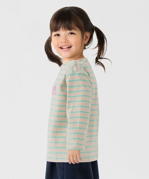 SHIPS / シップス カットソー（半袖以外） | SHIPS Colors:80〜130cm /〈洗濯機可能〉ボーダー ロゴ 刺繍 ロンT | 詳細4