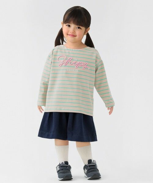 SHIPS / シップス カットソー（半袖以外） | SHIPS Colors:80〜130cm /〈洗濯機可能〉ボーダー ロゴ 刺繍 ロンT | 詳細6