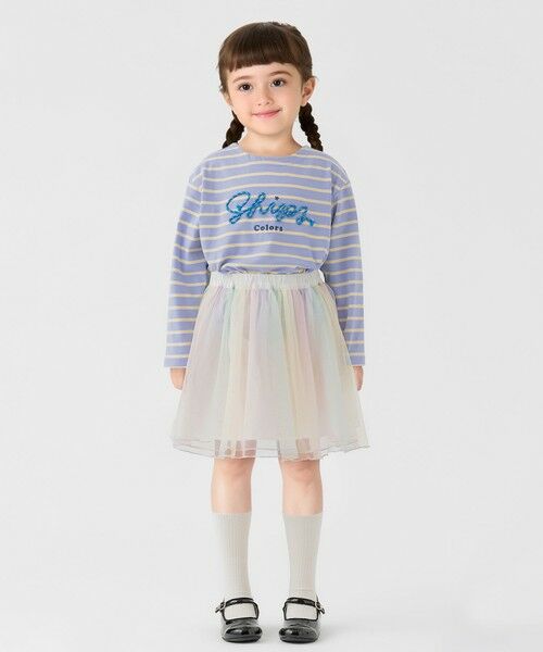 SHIPS / シップス カットソー（半袖以外） | SHIPS Colors:80〜130cm /〈洗濯機可能〉ボーダー ロゴ 刺繍 ロンT | 詳細15