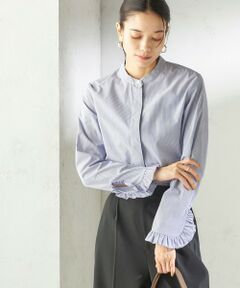 SHIPS / シップス シャツ・ブラウス | 《予約》〈洗濯機可能〉フリル カフス バンド カラー シャツ