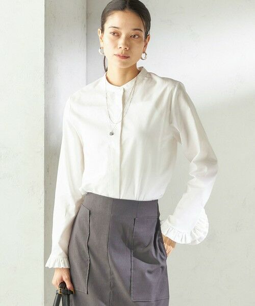SHIPS / シップス シャツ・ブラウス | 《予約》〈洗濯機可能〉フリル カフス バンド カラー シャツ | 詳細5