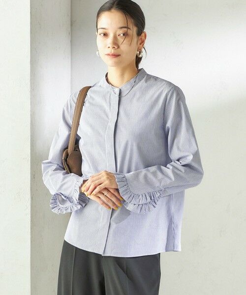 SHIPS / シップス シャツ・ブラウス | 《予約》〈洗濯機可能〉フリル カフス バンド カラー シャツ | 詳細14