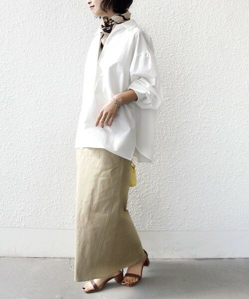 SHIPS / シップス シャツ・ブラウス | 《予約》〈手洗い可能〉無地 / ストライプ サイド スリット スキッパー コットン シャツ | 詳細2