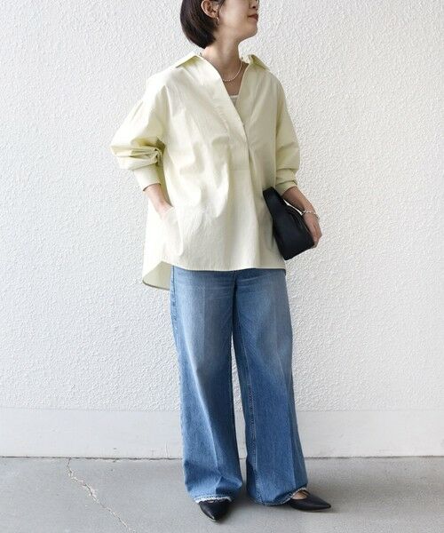 SHIPS / シップス シャツ・ブラウス | 《予約》〈手洗い可能〉無地 / ストライプ サイド スリット スキッパー コットン シャツ | 詳細14