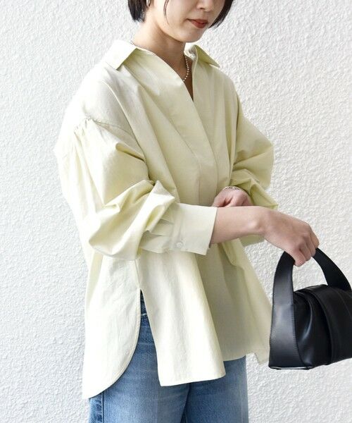 SHIPS / シップス シャツ・ブラウス | 《予約》〈手洗い可能〉無地 / ストライプ サイド スリット スキッパー コットン シャツ | 詳細18