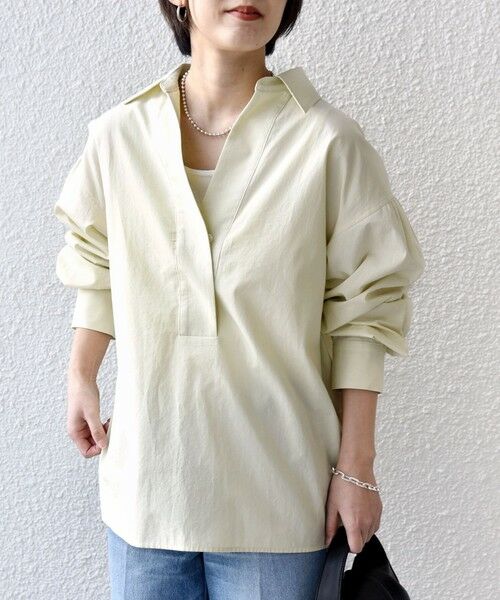 SHIPS / シップス シャツ・ブラウス | 《予約》〈手洗い可能〉無地 / ストライプ サイド スリット スキッパー コットン シャツ | 詳細19