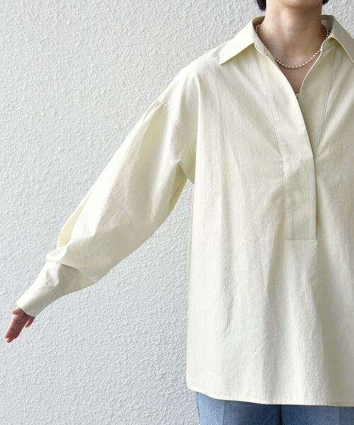 SHIPS / シップス シャツ・ブラウス | 《予約》〈手洗い可能〉無地 / ストライプ サイド スリット スキッパー コットン シャツ | 詳細29