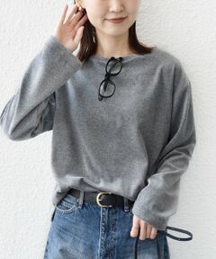 SHIPS / シップス Tシャツ | 〈手洗い可能〉コットン ベロア ボートネック ロング スリーブ プルオーバー