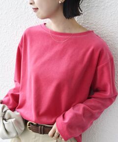 SHIPS / シップス Tシャツ | 〈手洗い可能〉コットン ベロア ボートネック ロング スリーブ プルオーバー
