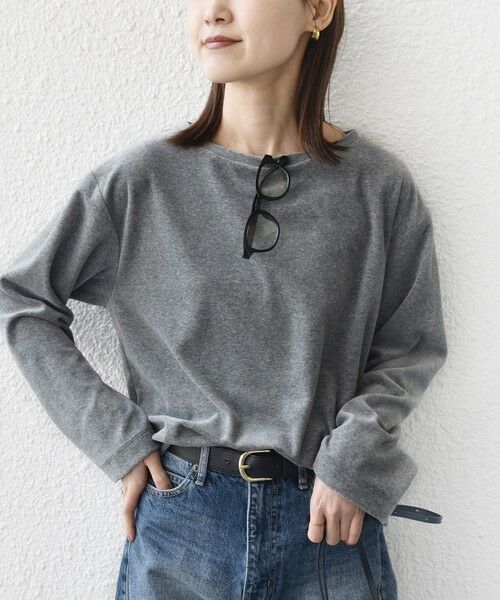 SHIPS / シップス Tシャツ | 〈手洗い可能〉コットン ベロア ボートネック ロング スリーブ プルオーバー | 詳細6