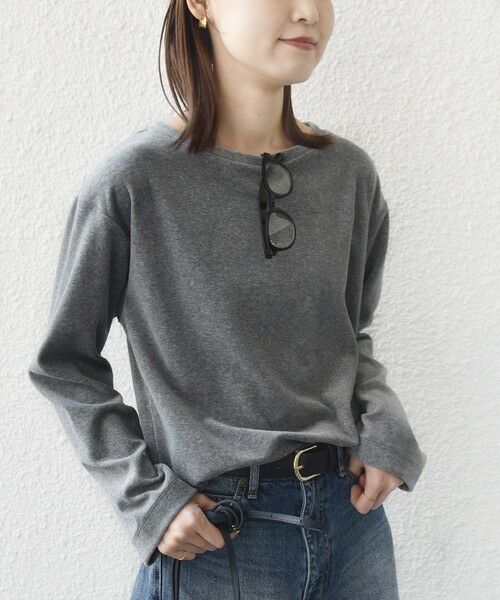 SHIPS / シップス Tシャツ | 〈手洗い可能〉コットン ベロア ボートネック ロング スリーブ プルオーバー | 詳細8