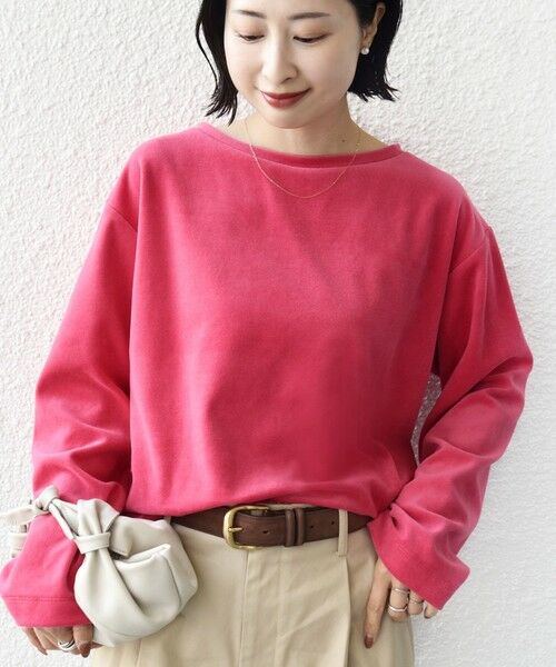 SHIPS / シップス Tシャツ | 〈手洗い可能〉コットン ベロア ボートネック ロング スリーブ プルオーバー | 詳細15