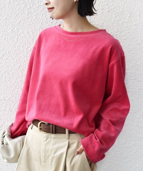 SHIPS / シップス Tシャツ | 〈手洗い可能〉コットン ベロア ボートネック ロング スリーブ プルオーバー | 詳細16