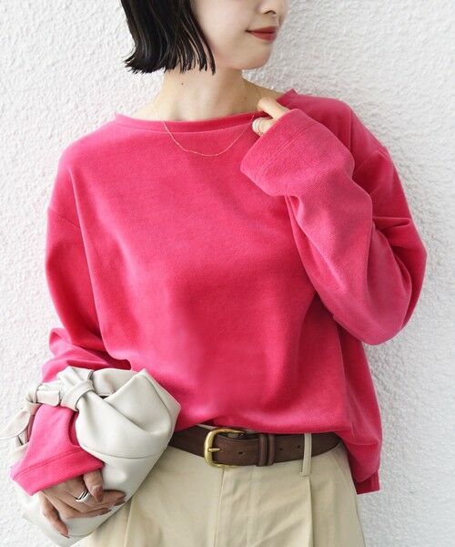 SHIPS / シップス Tシャツ | 〈手洗い可能〉コットン ベロア ボートネック ロング スリーブ プルオーバー | 詳細19