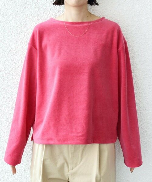 SHIPS / シップス Tシャツ | 〈手洗い可能〉コットン ベロア ボートネック ロング スリーブ プルオーバー | 詳細26