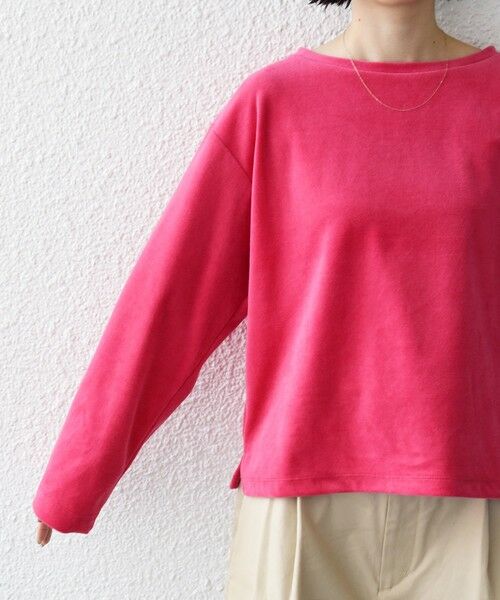 SHIPS / シップス Tシャツ | 〈手洗い可能〉コットン ベロア ボートネック ロング スリーブ プルオーバー | 詳細29