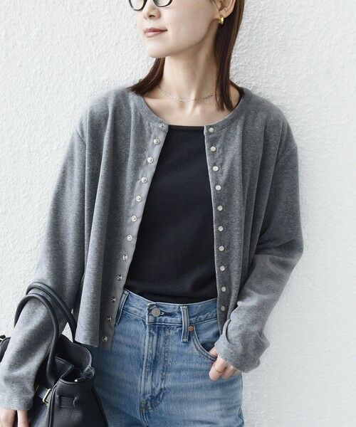 SHIPS / シップス カーディガン・ボレロ | 〈手洗い可能〉コットン ベロア パール モチーフ ボタン カーディガン | 詳細5