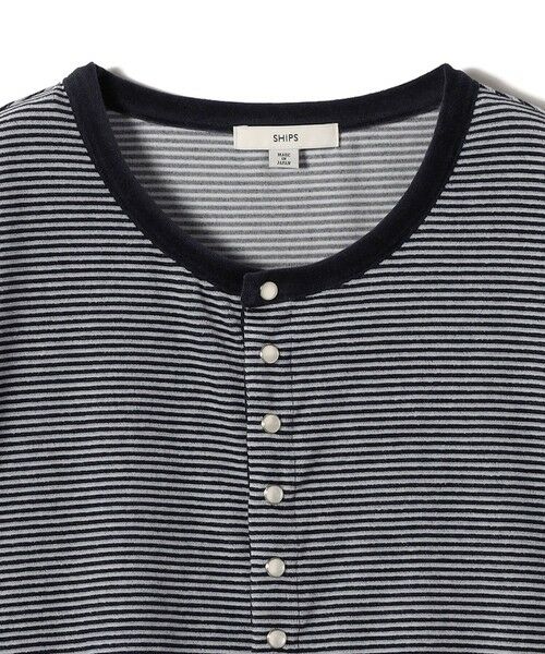 SHIPS / シップス カーディガン・ボレロ | 〈手洗い可能〉ポリエステル ベロア ボーダー パール モチーフ ボタン カーディガン | 詳細11