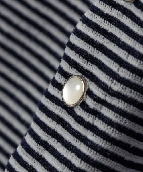 SHIPS / シップス カーディガン・ボレロ | 〈手洗い可能〉ポリエステル ベロア ボーダー パール モチーフ ボタン カーディガン | 詳細13