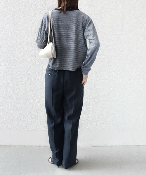 SHIPS / シップス カーディガン・ボレロ | 〈手洗い可能〉ポリエステル ベロア ボーダー パール モチーフ ボタン カーディガン | 詳細3