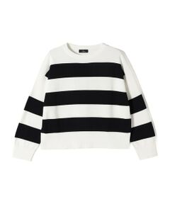 SHIPS / シップス ニット・セーター | SHIPS Primary Navy Label:ガス コットン ワイド ボーダー クルーネック