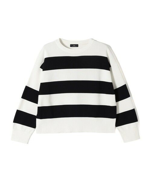 SHIPS / シップス ニット・セーター | SHIPS Primary Navy Label:ガス コットン ワイド ボーダー クルーネック（オフホワイト）