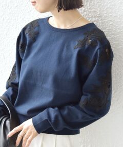 SHIPS / シップス ニット・セーター | 《予約》【WEB限定】〈手洗い可能〉ショルダー レース コンビ ニット プルオーバー