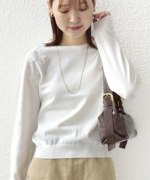 SHIPS / シップス ニット・セーター | 《予約》【WEB限定】〈手洗い可能〉ショルダー レース コンビ ニット プルオーバー | 詳細5