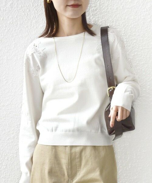 SHIPS / シップス ニット・セーター | 《予約》【WEB限定】〈手洗い可能〉ショルダー レース コンビ ニット プルオーバー | 詳細8