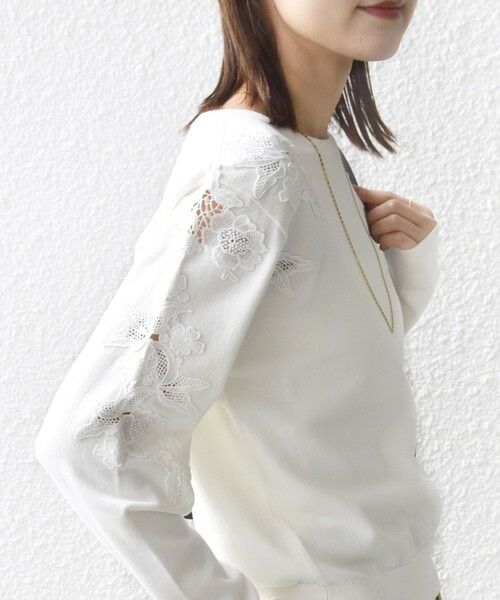 SHIPS / シップス ニット・セーター | 《予約》【WEB限定】〈手洗い可能〉ショルダー レース コンビ ニット プルオーバー | 詳細9