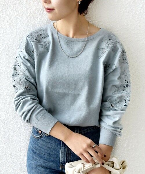 SHIPS / シップス ニット・セーター | 《予約》【WEB限定】〈手洗い可能〉ショルダー レース コンビ ニット プルオーバー | 詳細16