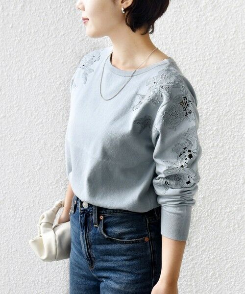 SHIPS / シップス ニット・セーター | 《予約》【WEB限定】〈手洗い可能〉ショルダー レース コンビ ニット プルオーバー | 詳細17