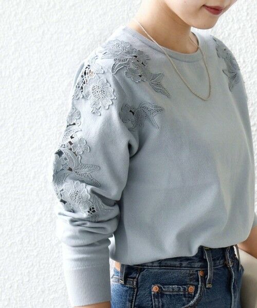 SHIPS / シップス ニット・セーター | 《予約》【WEB限定】〈手洗い可能〉ショルダー レース コンビ ニット プルオーバー | 詳細18