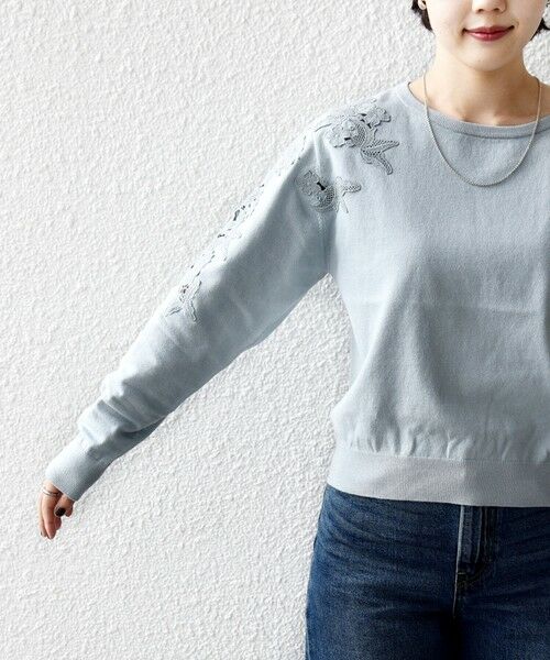 SHIPS / シップス ニット・セーター | 《予約》【WEB限定】〈手洗い可能〉ショルダー レース コンビ ニット プルオーバー | 詳細29