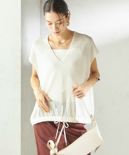 SHIPS / シップス ベスト | 《予約》〈手洗い可能〉ブライト ペーパー 裾 ドロスト ニット プルオーバー | 詳細12