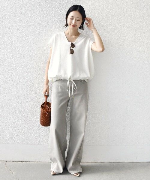 SHIPS / シップス ベスト | 〈手洗い可能〉ブライト ペーパー 裾 ドロスト ニット プルオーバー | 詳細15